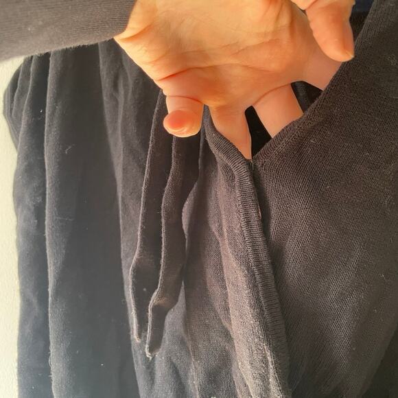 By Anthropologie Rambuteau Black Knit Sleeveless Wrap Sweater Neck Tie Sz S - Picture 4 of 10